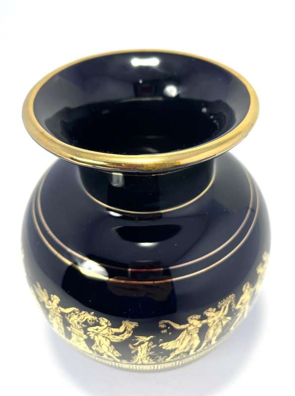 Vintage Greek 24K Gold Ceramic Mini Vase  Handmade in Greece