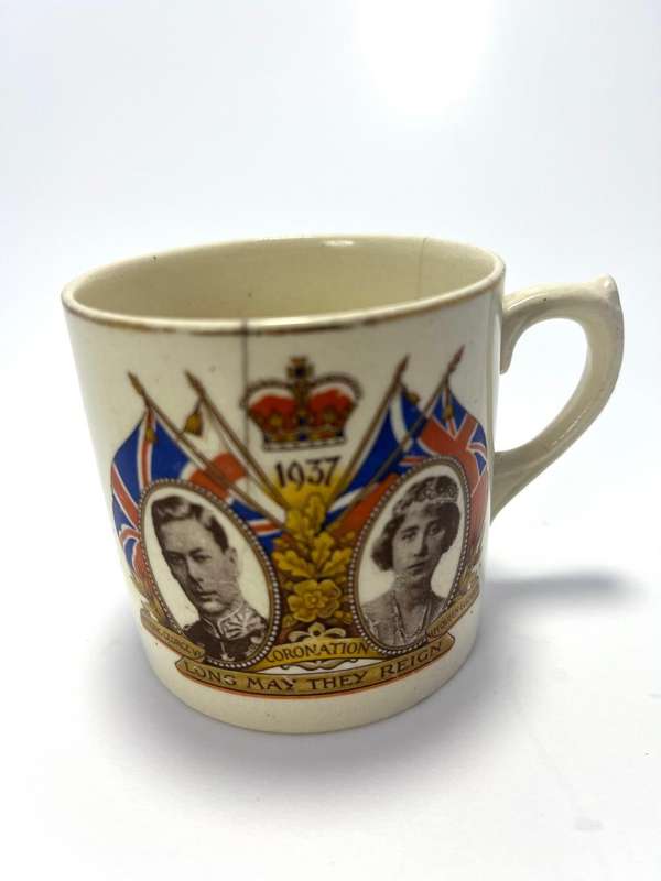 1937 Coronation Mug  King George VI & Queen Elizabeth