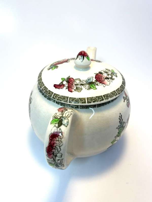 Vintage Johnson Brothers Indian Tree Teapot  Hand-Painted Ceramic  Made in England (1970s)