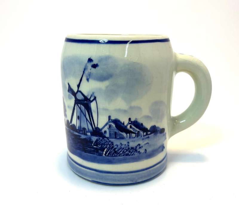 Vintage Delfts Blue Hand-Painted Porcelain Coffee Mug  Made in Holland