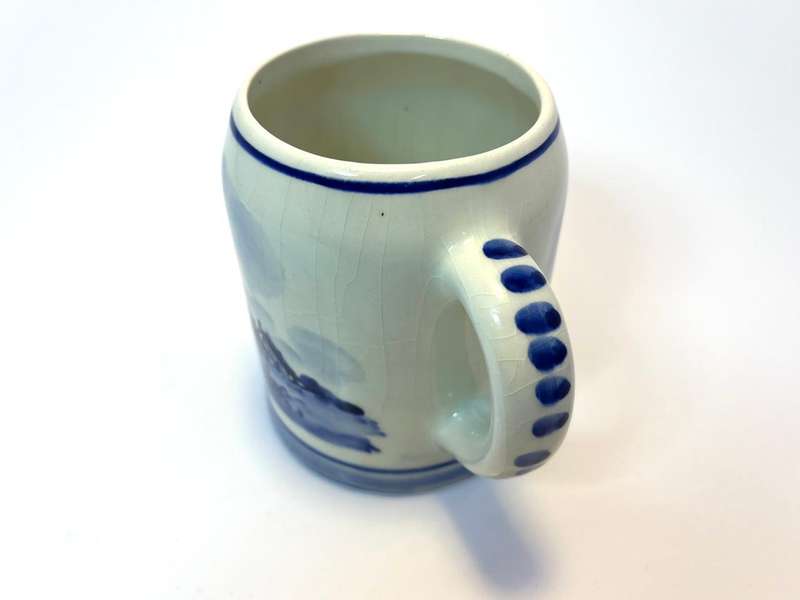 Vintage Delfts Blue Hand-Painted Porcelain Coffee Mug  Made in Holland