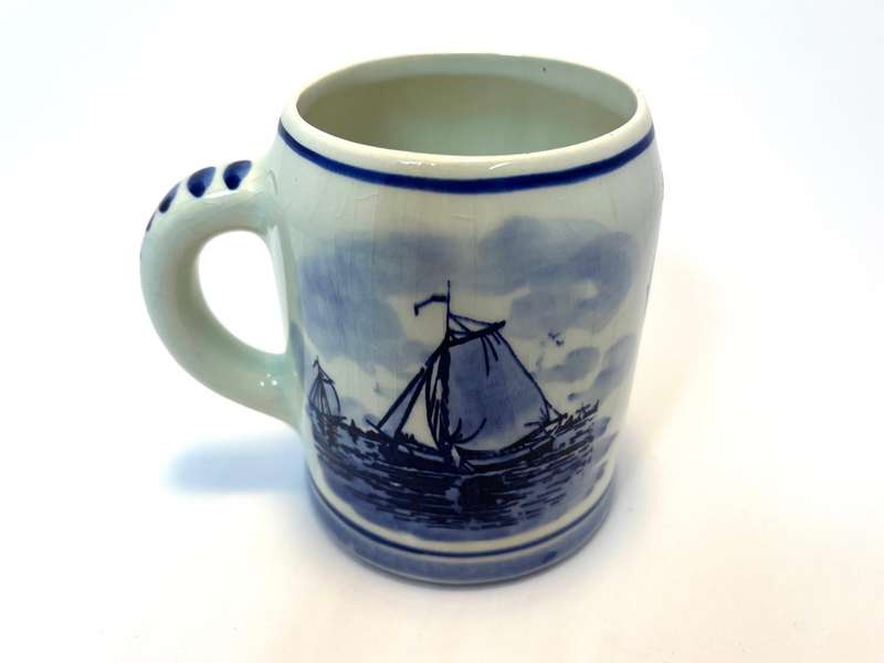 Vintage Delfts Blue Hand-Painted Porcelain Coffee Mug  Made in Holland