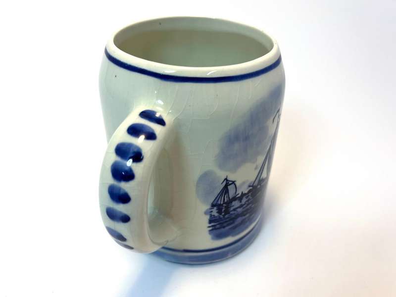 Vintage Delfts Blue Hand-Painted Porcelain Coffee Mug  Made in Holland