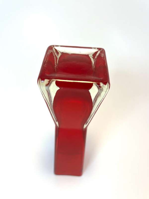 Vintage Ruby Red Bud Vase with Clear Base