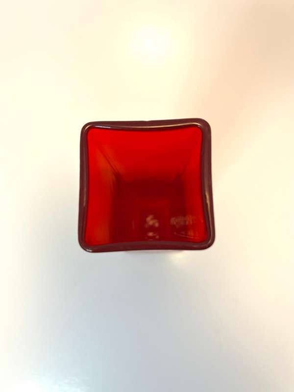 Vintage Ruby Red Bud Vase with Clear Base