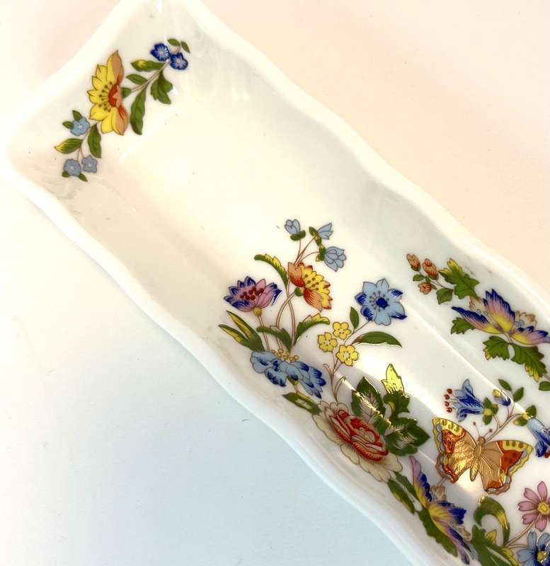Vintage Aynsley Cottage Garden Long Tray  Fine Bone China (1960s)