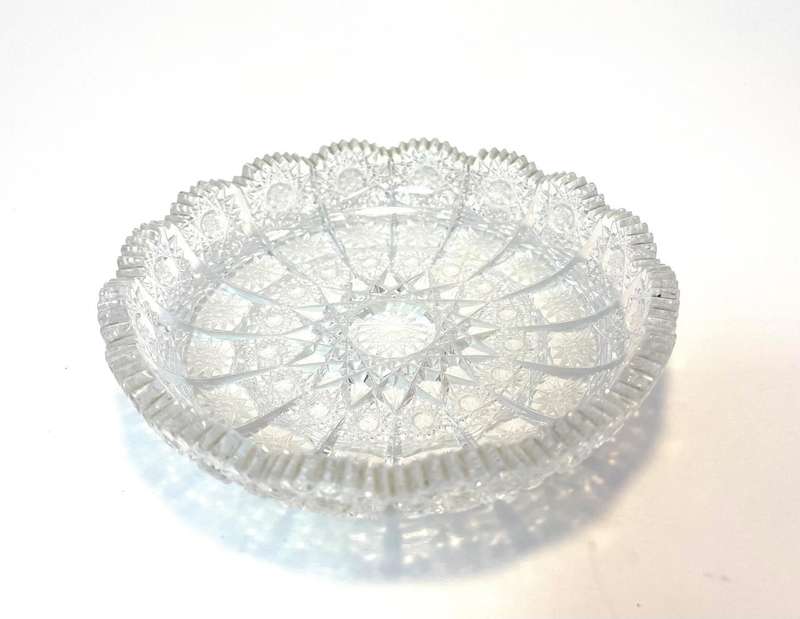 Vintage Bohemian Czech Queen Lace Hand Cut Crystal Bread and Butter plate