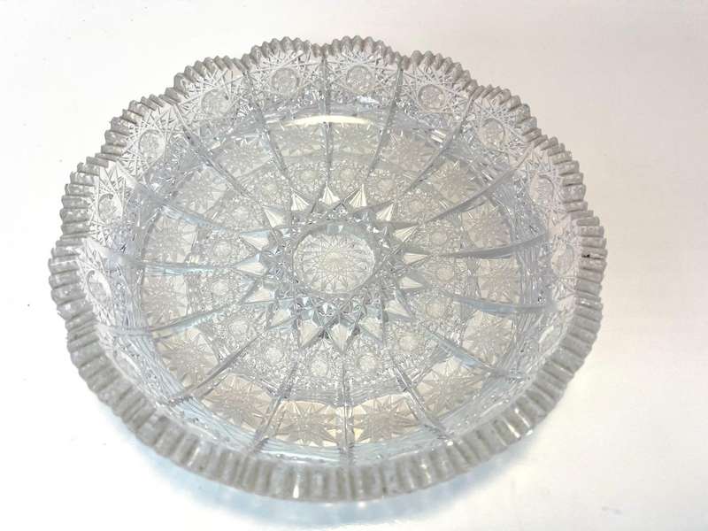 Vintage Bohemian Czech Queen Lace Hand Cut Crystal Bread and Butter plate