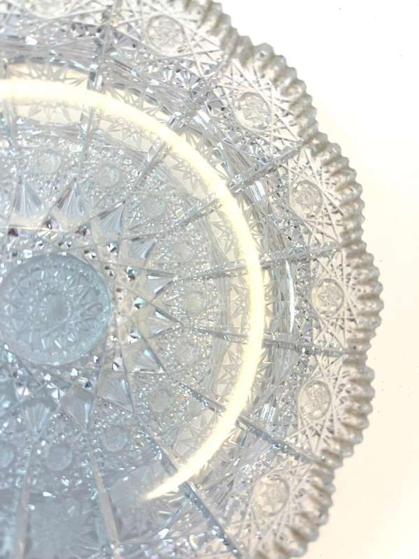 Vintage Bohemian Czech Queen Lace Hand Cut Crystal Bread and Butter plate
