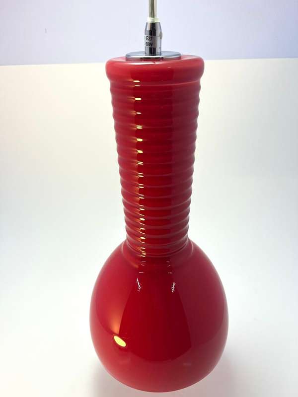 Vintage 1960s70s Red Opal Glass Pendant Lamp