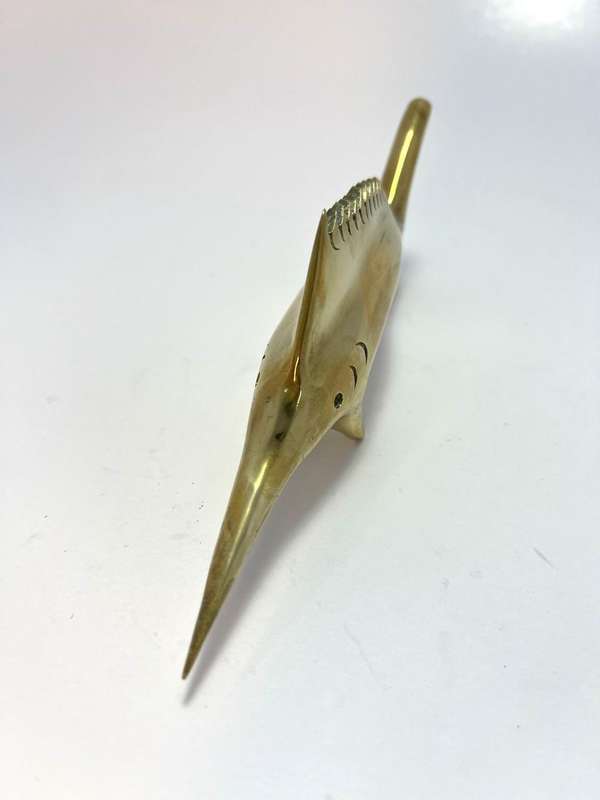 Vintage Brass Swordfish Figurine | Marine Life Decor | 17 x 8 x 2.5cm