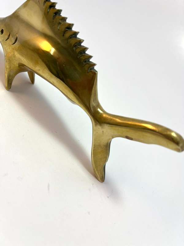 Vintage Brass Swordfish Figurine | Marine Life Decor | 17 x 8 x 2.5cm