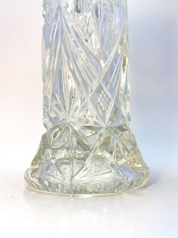 Vintage Lead Crystal Vase | Mid-Century Hand Cut Art Glass | 25 x 9cm