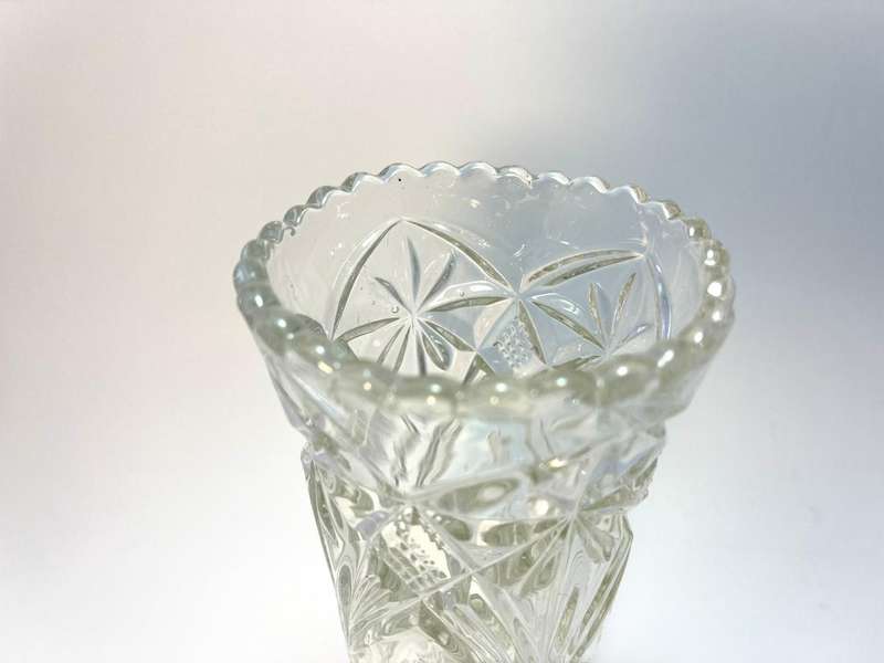Vintage Lead Crystal Vase | Mid-Century Hand Cut Art Glass | 25 x 9cm