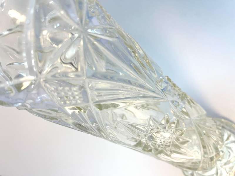 Vintage Lead Crystal Vase | Mid-Century Hand Cut Art Glass | 25 x 9cm