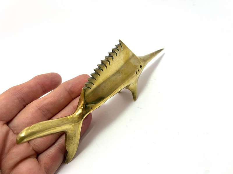 Vintage Brass Swordfish Figurine | Marine Life Decor | 17 x 8 x 2.5cm