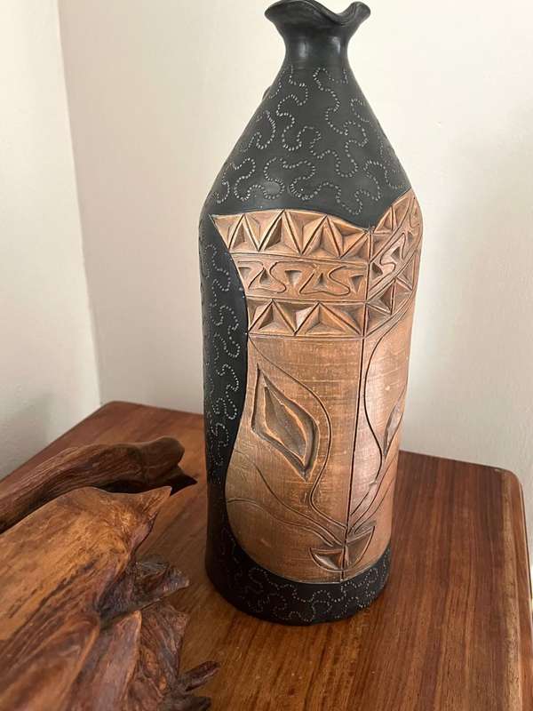 Ethnic Vintage-Style Ceramic Vase  Indonesia