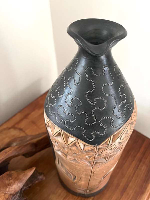 Ethnic Vintage-Style Ceramic Vase  Indonesia