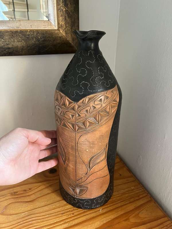 Ethnic Vintage-Style Ceramic Vase  Indonesia