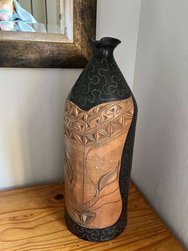 Ethnic Vintage-Style Ceramic Vase  Indonesia
