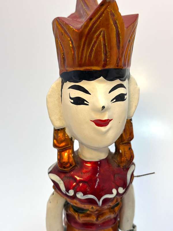 2 x Vintage Vietnamese moving String Puppets  Handcrafted Folk Art Marionette Set