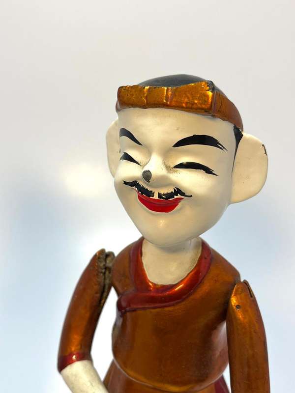 2 x Vintage Vietnamese moving String Puppets  Handcrafted Folk Art Marionette Set