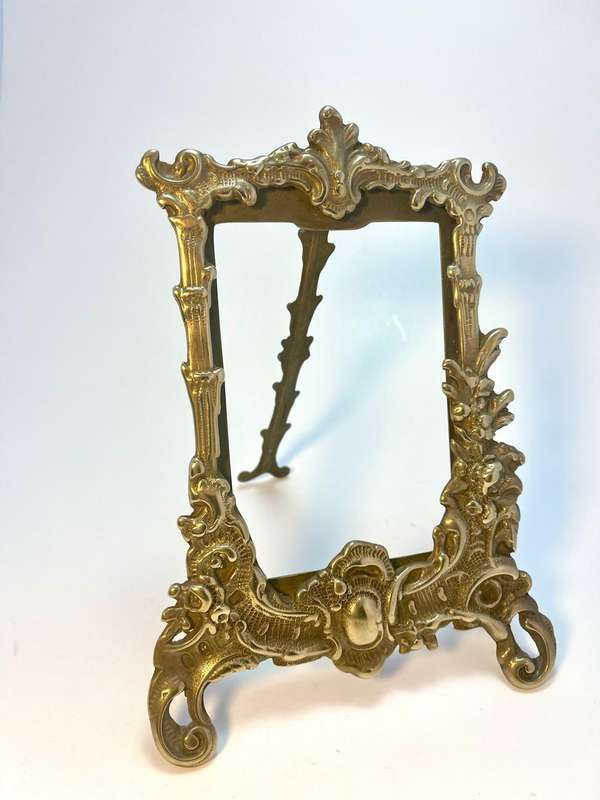 Antique French Brass Easel Frame  Art Nouveau Ornate Rococo Style | c.1909