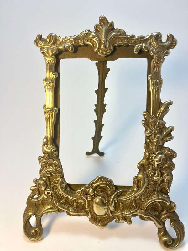 Antique French Brass Easel Frame  Art Nouveau Ornate Rococo Style | c.1909