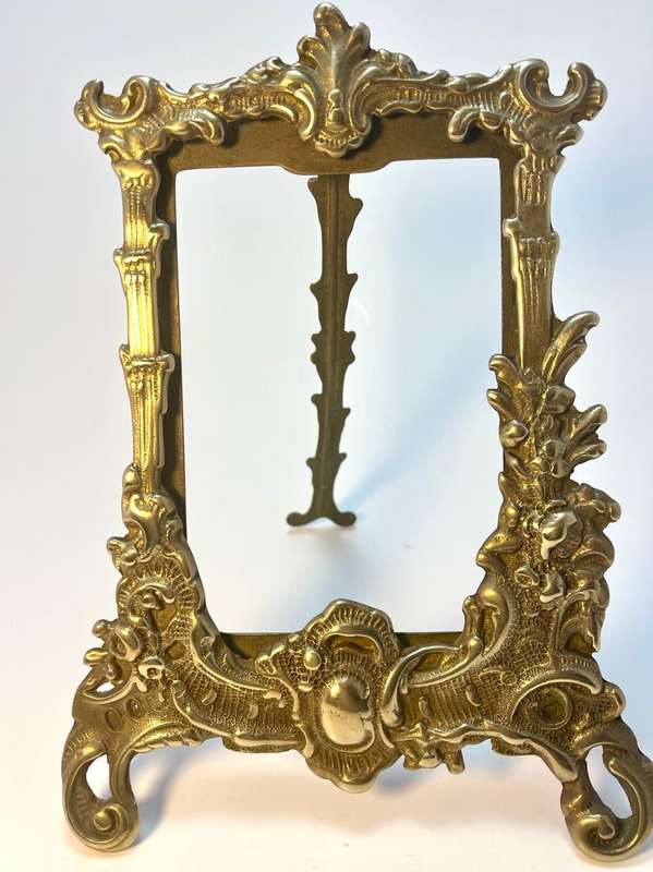 Antique French Brass Easel Frame  Art Nouveau Ornate Rococo Style | c.1909
