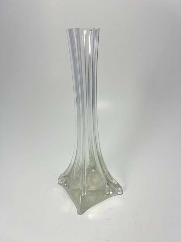  Vintage Slim Vases  1960s Retro Style Periwinkle clear, Yellow Dot, and Satin Blue Designs
