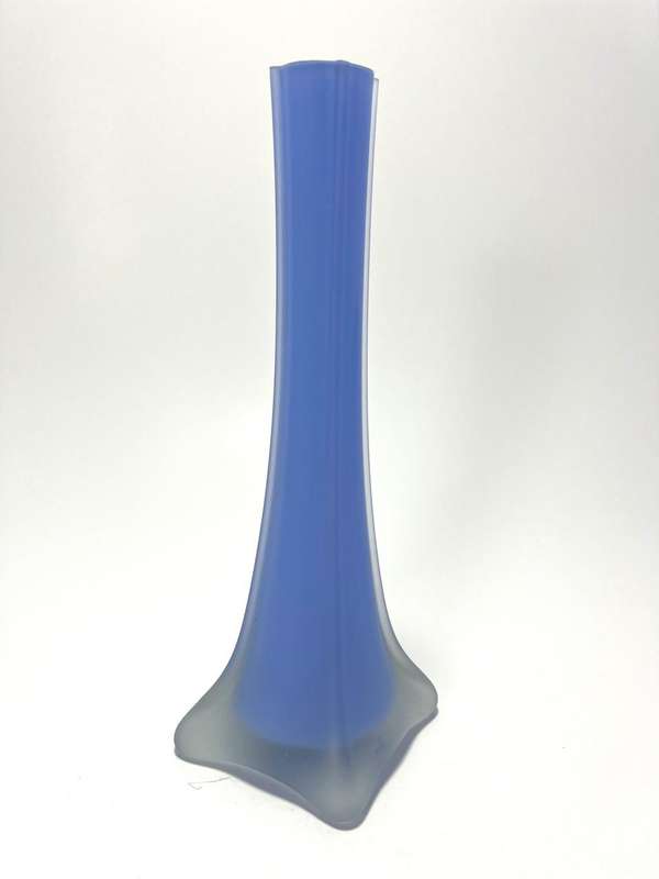  Vintage Slim Vases  1960s Retro Style Periwinkle clear, Yellow Dot, and Satin Blue Designs