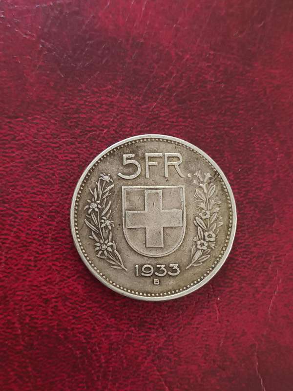 Rare coin 5 Francs 1933 Confoederatio Helevetica