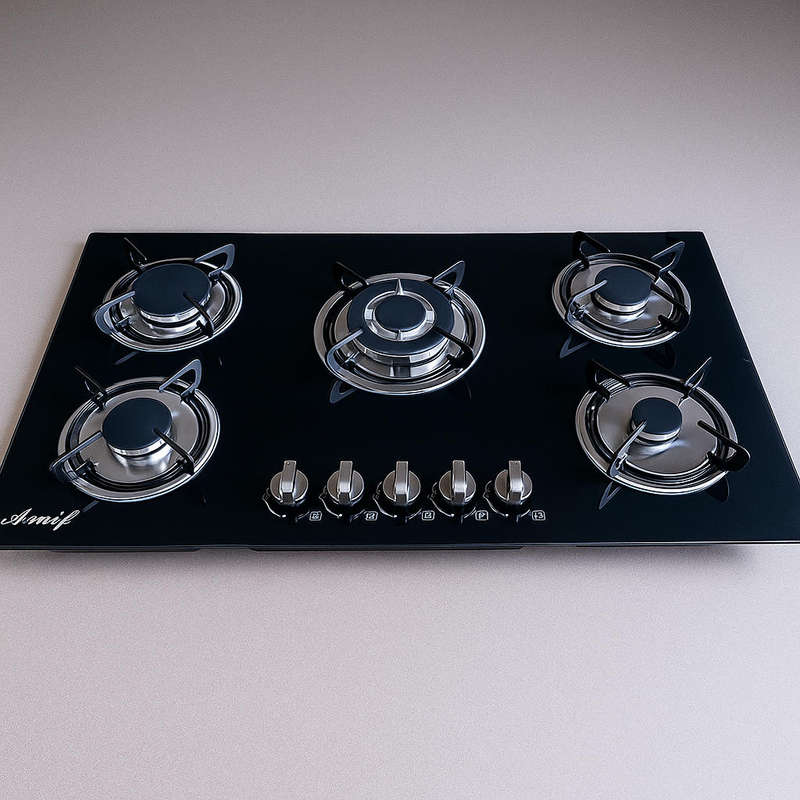 Aruif Built-In Tempered Glass Countertop 5 Burner Gas Hob