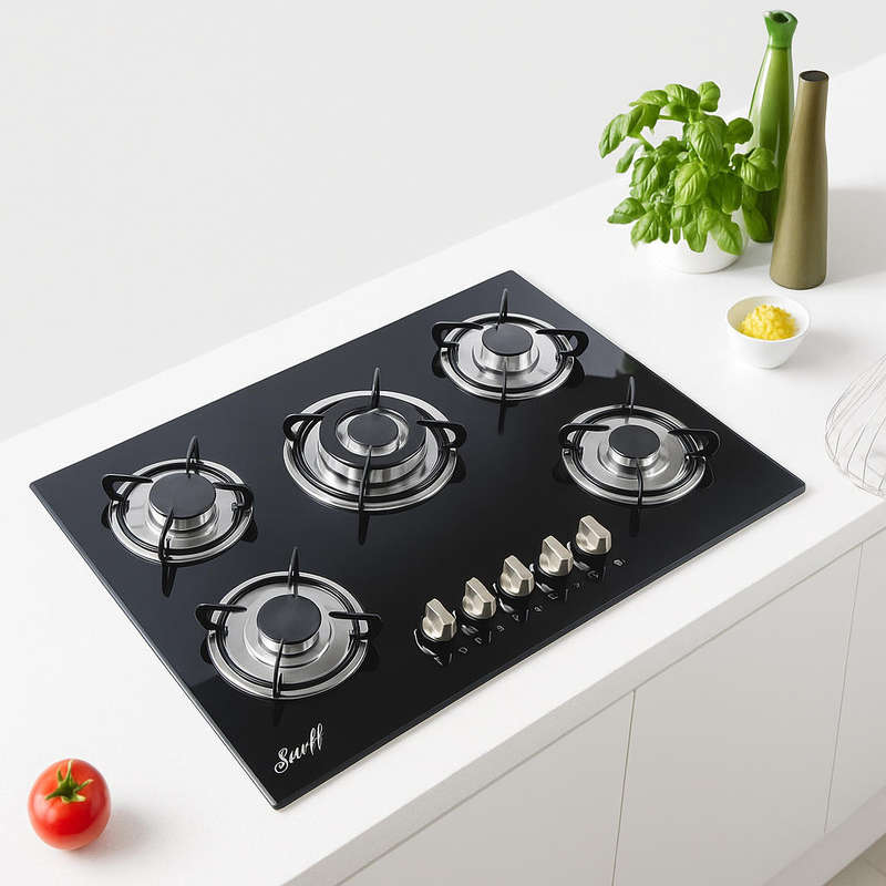 Aruif Built-In Tempered Glass Countertop 5 Burner Gas Hob