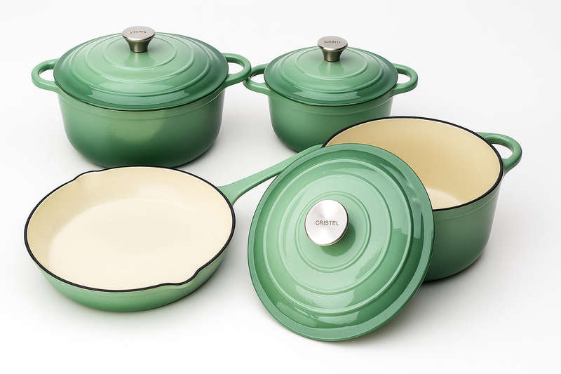 7 Piece Authentic Cast Iron Dutch Oven Cookware Pot Set