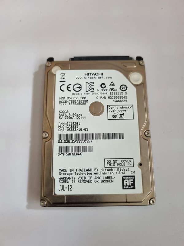 Hitachi 500GB 2.5" Internal Hard Drive (Refurb)