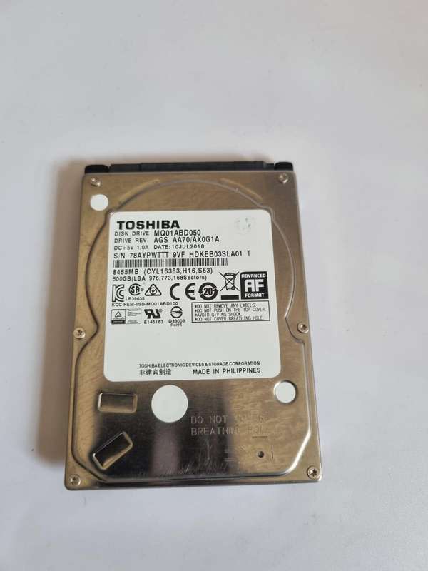 Toshiba 500GB 2.5" Laptop Hard Drive (Refurb)