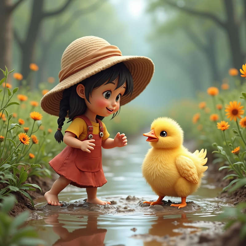 Mila and the little chick's journey