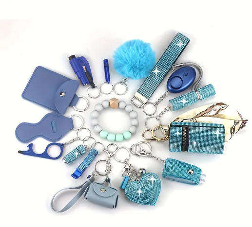 16-Piece Personal Safety Keychain Set for Women  Self-Defense Kit