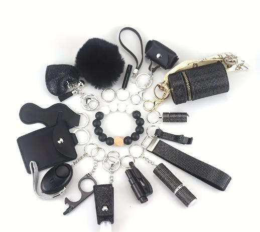 16-Piece Personal Safety Keychain Set for Women  Self-Defense Kit