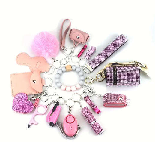 16-Piece Personal Safety Keychain Set for Women  Self-Defense Kit