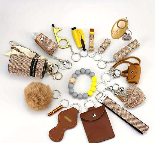 16-Piece Personal Safety Keychain Set for Women  Self-Defense Kit