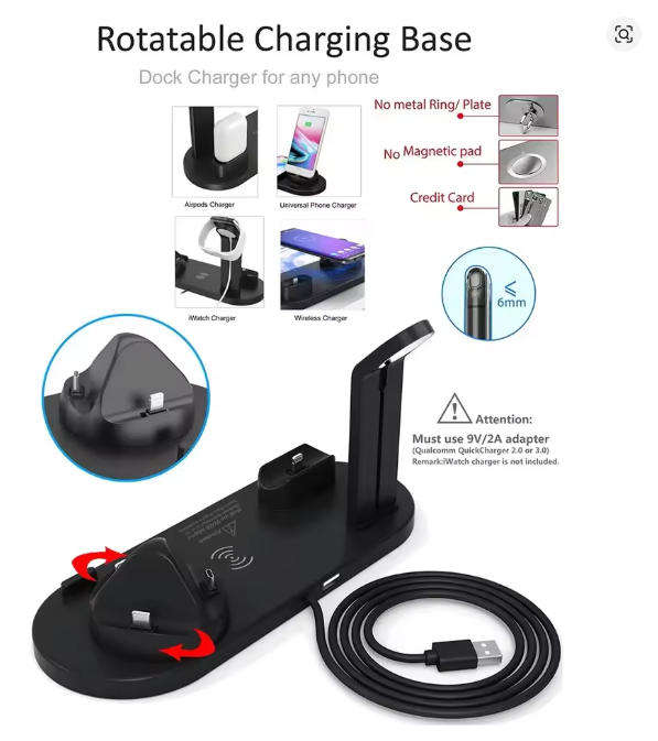 7-in-1 Wireless Charging Dock  Fast Charger for iPhone, Apple Watch & AirPods