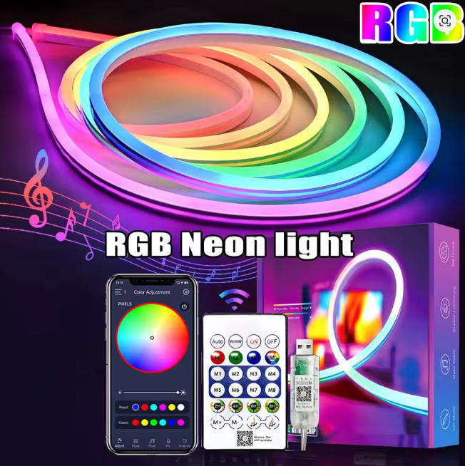 USB RGB Neon Strip Light  5V Waterproof LED Tape with Bluetooth Remote (1M5M)