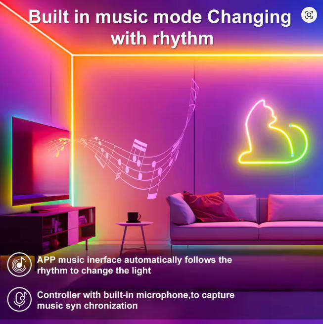 USB RGB Neon Strip Light  5V Waterproof LED Tape with Bluetooth Remote (1M5M)
