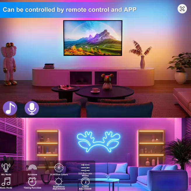 USB RGB Neon Strip Light  5V Waterproof LED Tape with Bluetooth Remote (1M5M)