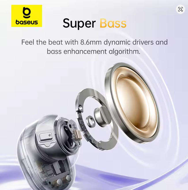 Baseus Bass BD1 Wireless Earphones  Deep Bass, Clear Sound & Long Battery Life