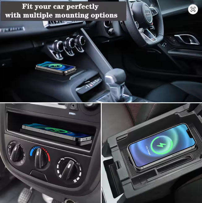 Fast Wireless Car & Desk Charger  Compatible with iPhone 15/14 Pro Max, Samsung S23, Xiaomi & Huawe