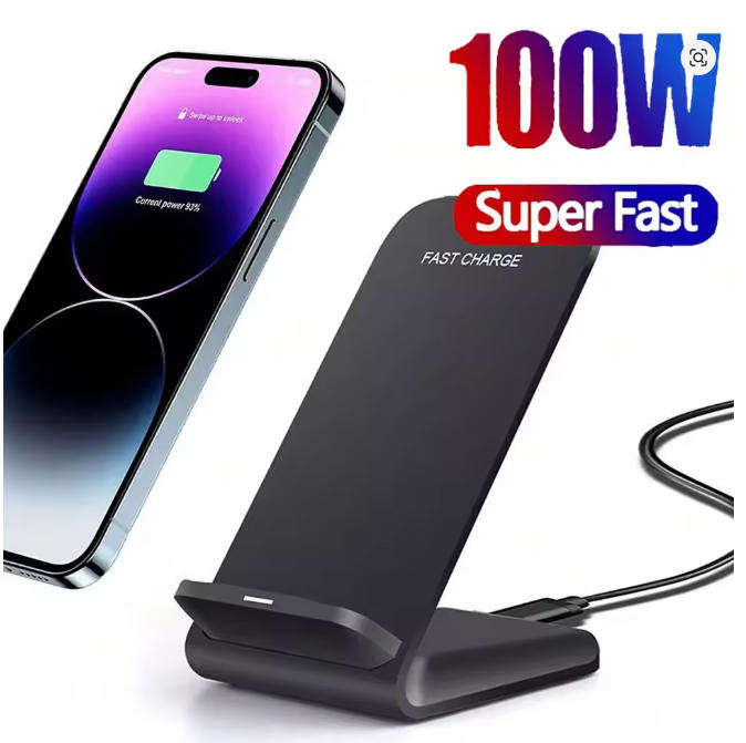 100W Fast Wireless Charging Stand  For iPhone, Samsung & Xiaomi Devices