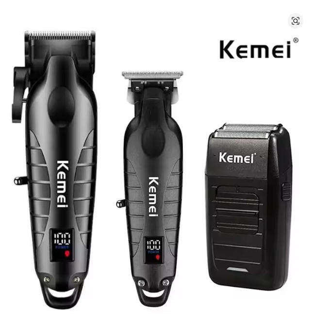 Kemei Professional Hair Clipper Kit for Men  Cordless Electric Beard Trimmer, Shaver & Grooming Set